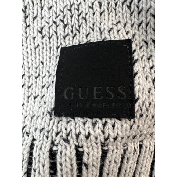 Guess Los Angeles Mens Large Shawl Collar Sweater Grey Black Knit Retro Style - Picture 4 of 7